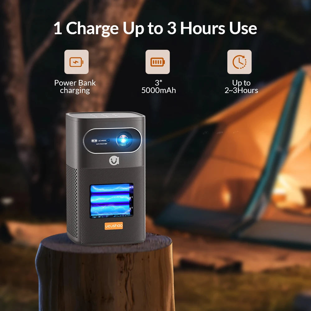 ANTNX VEVSHAO V30 1080P Portable LED DLP Projector with Built-in Battery Smart Wifi Android System 3D Ready for Home and Outdoor Use ANTNX.COM