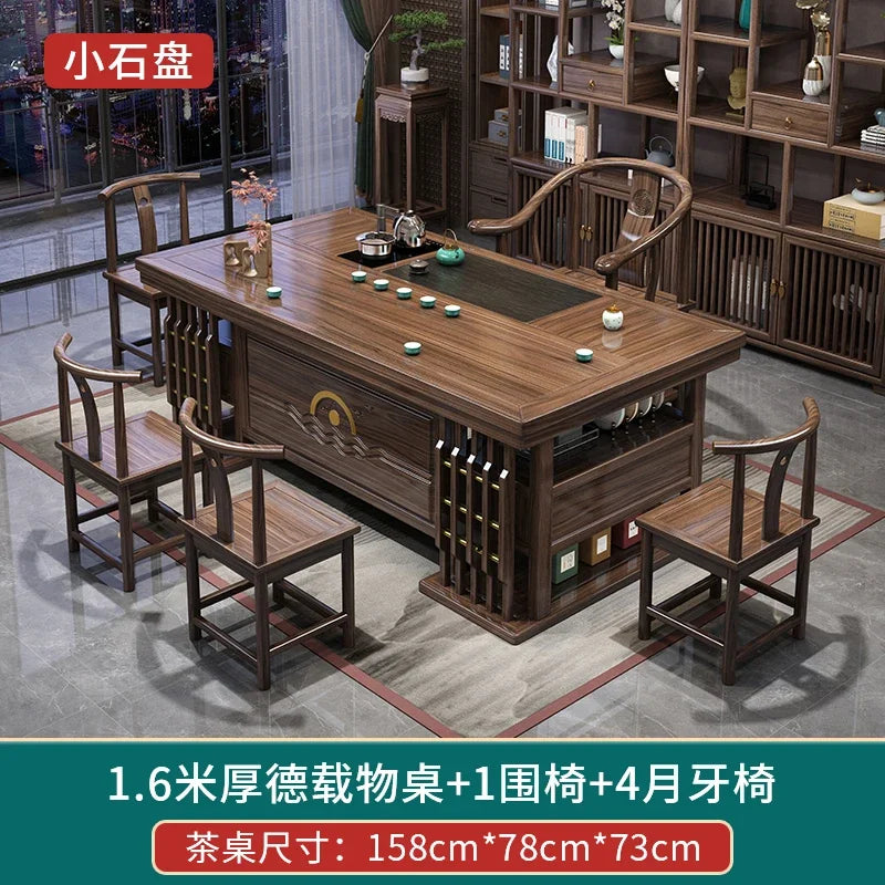 MMOOKA Solid Wood Table-Chair Set New Chinese Household One Table Five Chairs Kung Fu Tea Brewing Sets