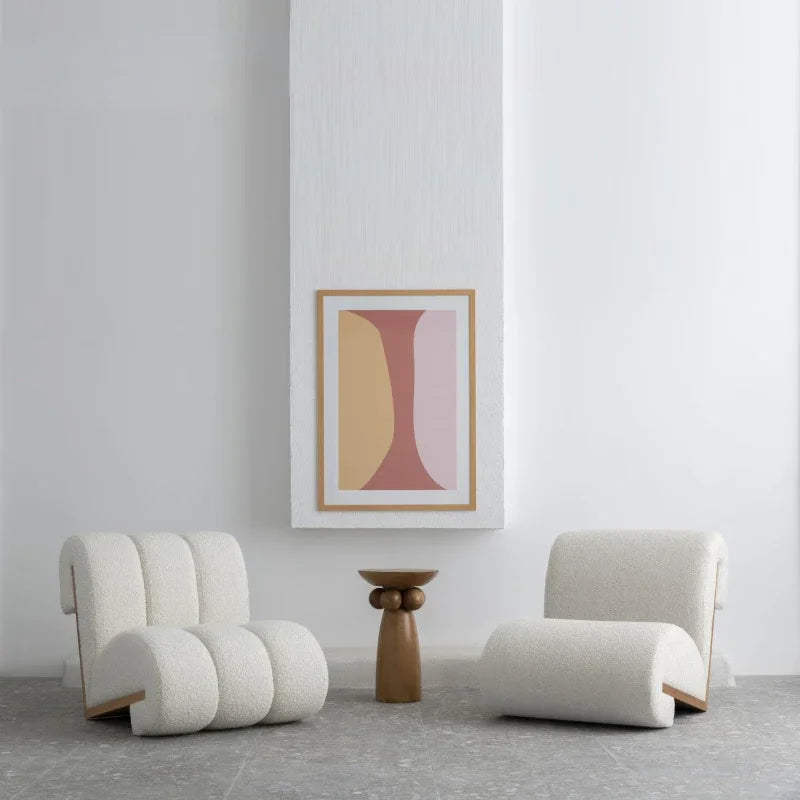 MMOOKA Creative White Modern Sofa Chairs Design Backrest Personality Model Room Small Leisure Single Lounge Chair Hotel Club Apartment