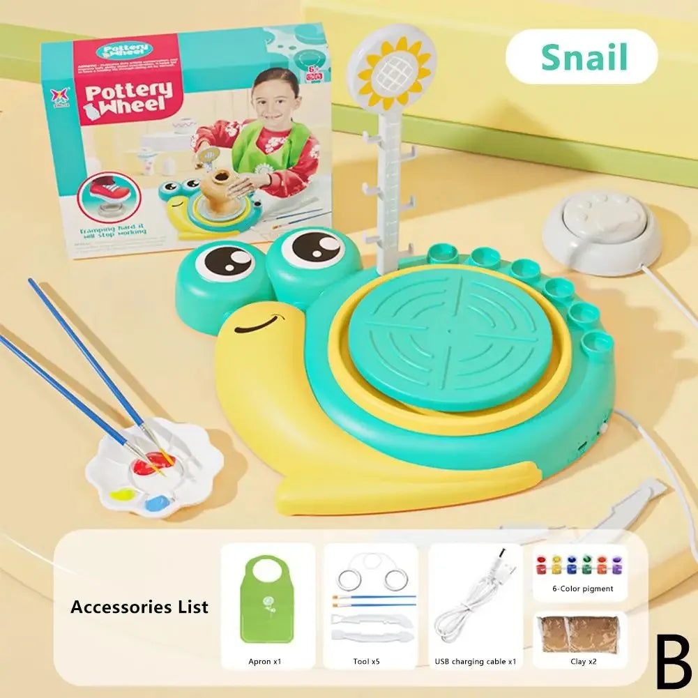 MMOOKA MMOOKA Kids Pottery Wheel Cartoon Animal Pottery Wheels Kids Craft Toys Modeling Clay Included Creative Pottery For Boys Girls KidsMMOOKA.COM