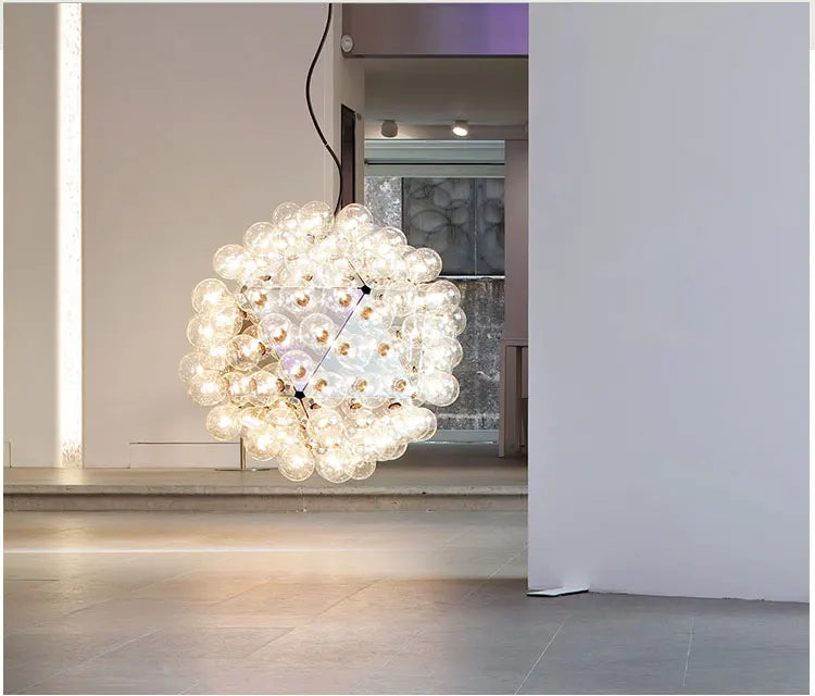 Creative glass ball dandelion staircase chandelier personality designer art hotel bedroom Italian villa lamp