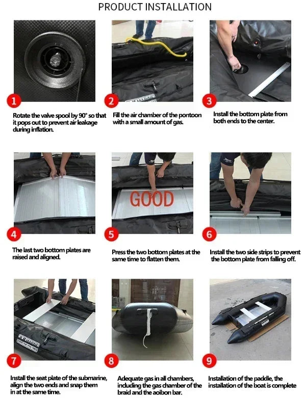 MMOOKA 2.3~3.8m Inflatable Boat with Alloy Bottoms Set 1.2mm Thicken PVC Assault Boat V Shape Keel Boat Bottoms LUYA Fishing Boats Set