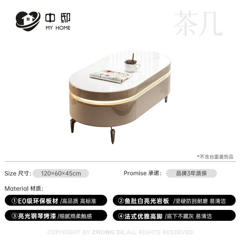 MMOOKA Light Luxury Modern Simple High Sense Stone Plate Living Room New French Cream Style Home Floor