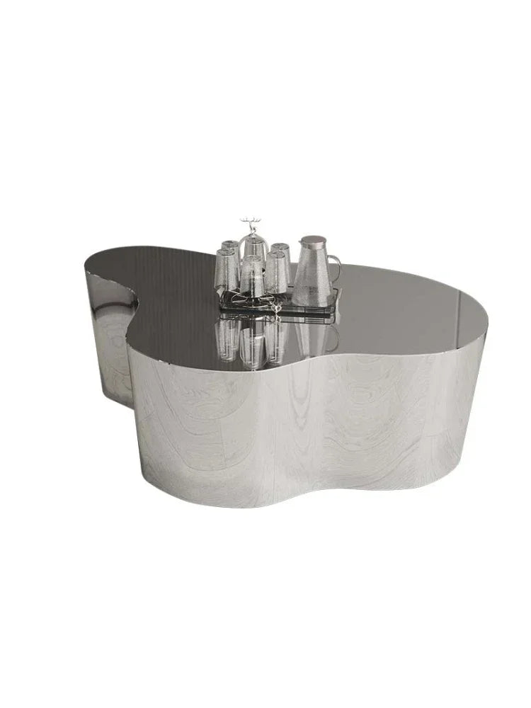 MMOOKA Stainless Steel Special-Shaped Coffee Table Irregular Combination Silver Mirror Living Room Tea Table Coffee Table