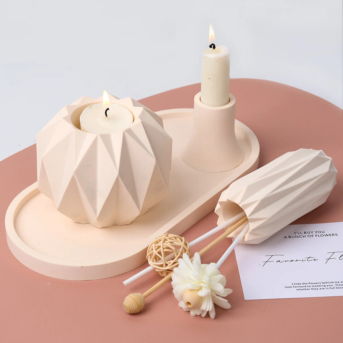 MMOOKA MMOOKA Diamond Shape Candlestick Vase Silicone Mold Geometry Art Candle Jar Concrete Cement Mold Handicraft Epoxy Resin Mold Home DecorMMOOKA.COM