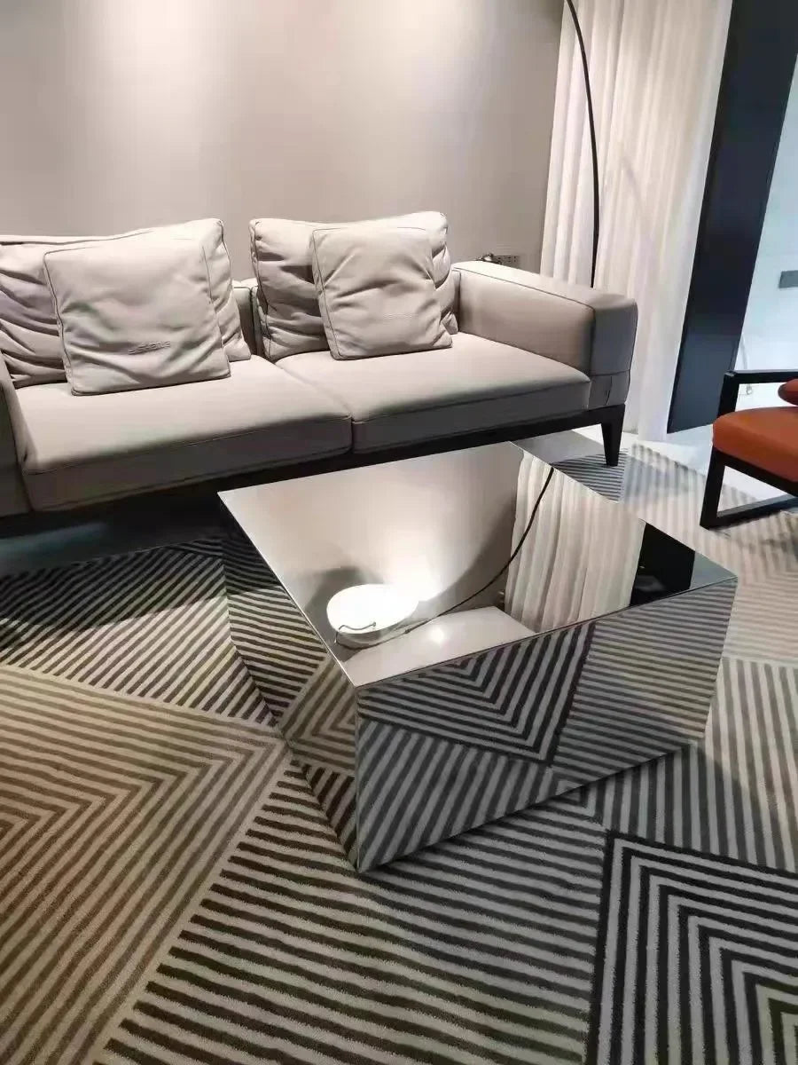 MMOOKA Stainless Steel Special-Shaped Coffee Table Irregular Combination Silver Mirror Living Room Tea Table Coffee Table