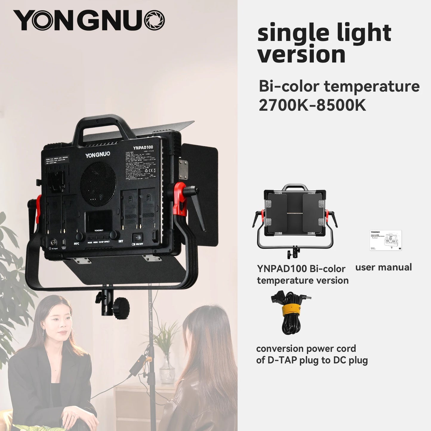 MMOOKA YONGNUO YNPAD100 RGB Studio Video LED Panel Light with Full Color Reaches 100W for YouTube Tikok Photography Lighting