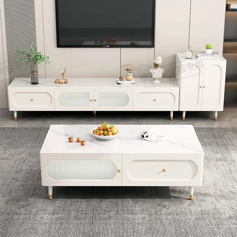 MMOOKA Simple Organizer Coffee Tables Designer White Storage Aesthetic Side Table Rectangle Minimalist Basse De Home Furniture