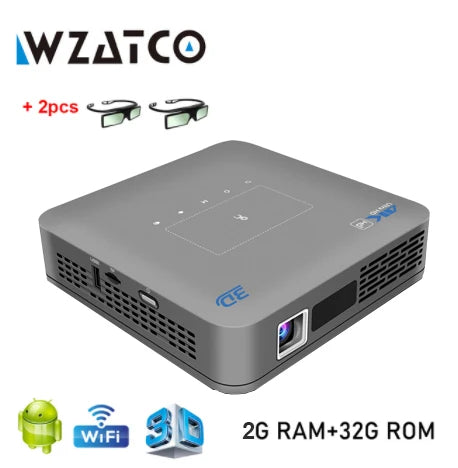 ANTNX WZATCO P15 1080P DLP Smart 3D Projector Portable MINI Projectors Android BT 5.4 Support 4K Video Home Theater Beamer Proyector ANTNX.COM