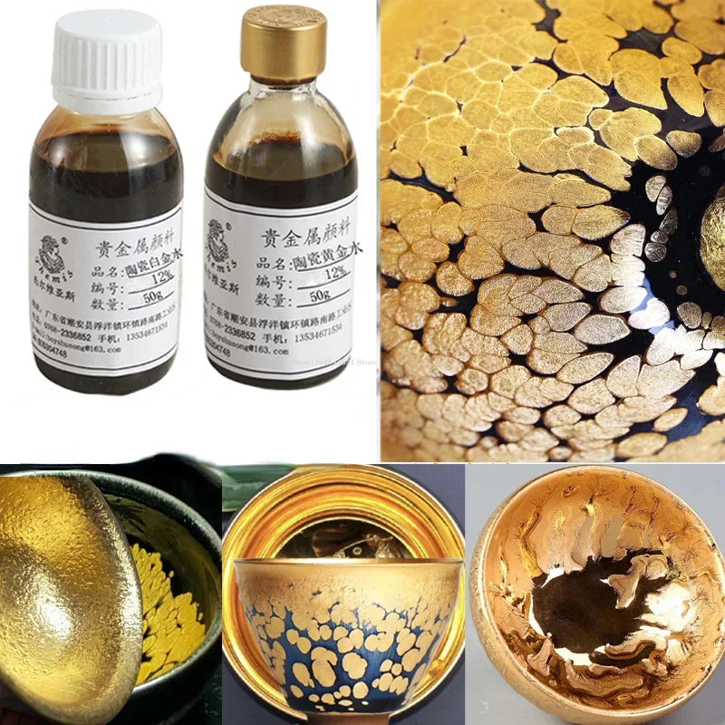 MMOOKA MMOOKA 10g/bottle Ceramic Gold Water 4%-12% Content Metal Pigments DIY Pottery Craft Products Enamel Depiction Gold Decorative PaintMMOOKA.COM