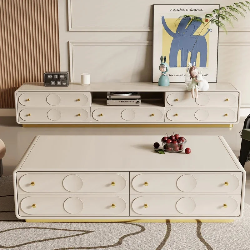 MMOOKA French Cream Style Solid Wood Living Room Combination Furniture Bedroom Modern Minimalist Floor Cabinet Chest of Drawers