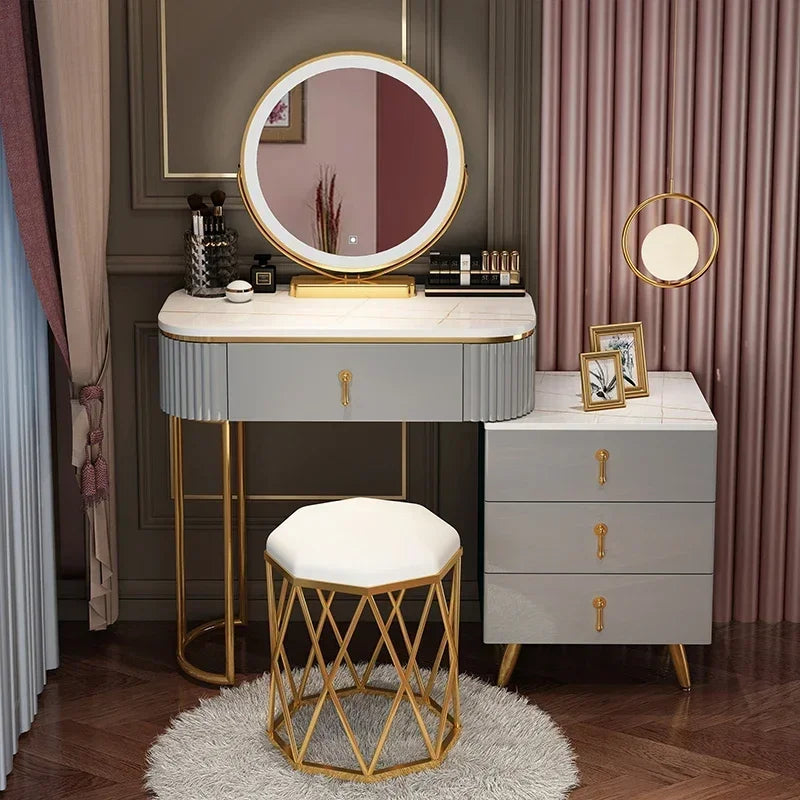 MMOOKA Nordic dressing table small apartment bedroom multi-functional modern minimalist light luxury paint makeup table dresser vanity