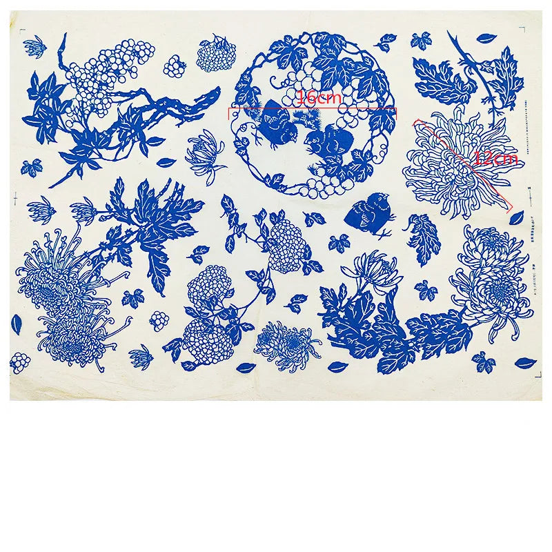 MMOOKA 1PCS New Pottery Ceramics Clay Transfer Paper Glaze Underglaze Flower Paper Jingdezhen Blue and White Porcelain Decal PaperMMOOKA.COM