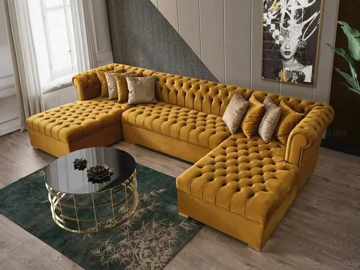 MMOOKA Light Luxury Fabric Sofa Set Furniture Velvet 1- 3 Seat Honeycomb Stainless Steel Living Room Sofas For Home Hotel Minimalist