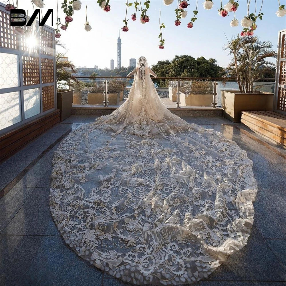 Sequins Pearls Appliques Bridal Gowns Custom Made Embroidery Beading Vestido de novia Luxurious Dubai Mermaid Wedding Dresses