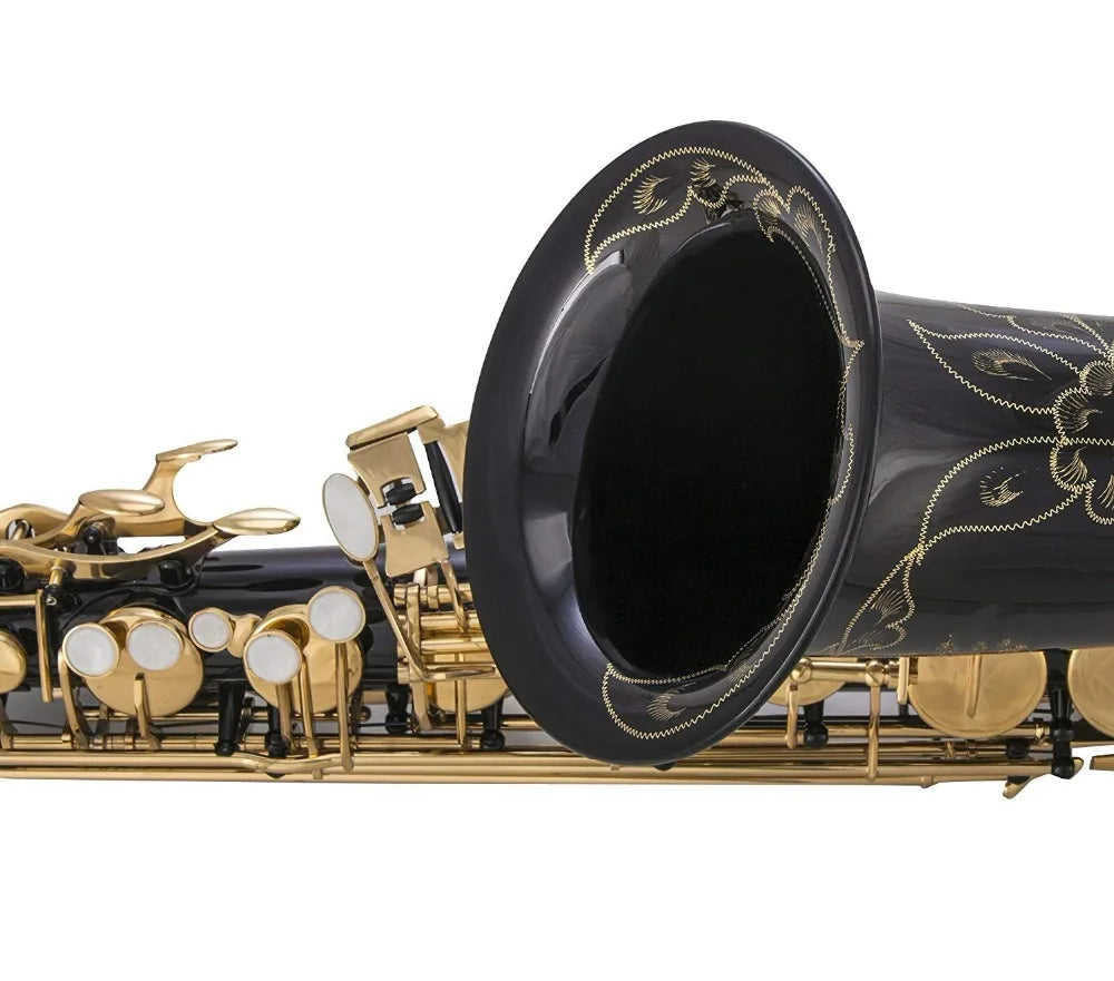 SevenAngel Professional Tenor Saxophone Bb Tune B Flat Sax Black Nickel Gold Surface High Quality Brass Instruments With Case