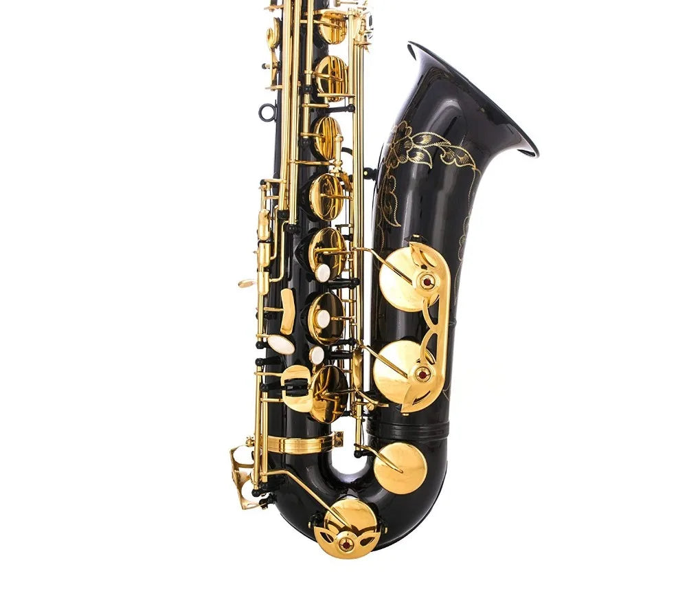 SevenAngel Professional Tenor Saxophone Bb Tune B Flat Sax Black Nickel Gold Surface High Quality Brass Instruments With Case