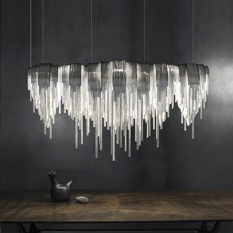 Modern Lustre Chrome Tassel Led Chandelier Lighting Living Dining Room Decor Led Chandeliers Lamp Loft Hanging Lights Luminaire