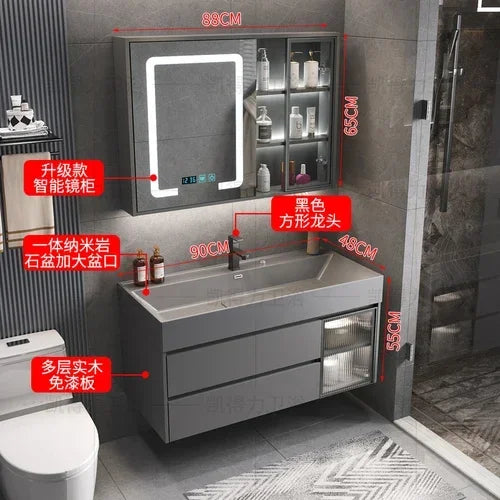 MMOOKA Multipurpose Narrow Bathroom Cabinets Makeup Organizer Makeup Bathroom Cabinets Mirror with Light Banheiro Furniture YX50BC