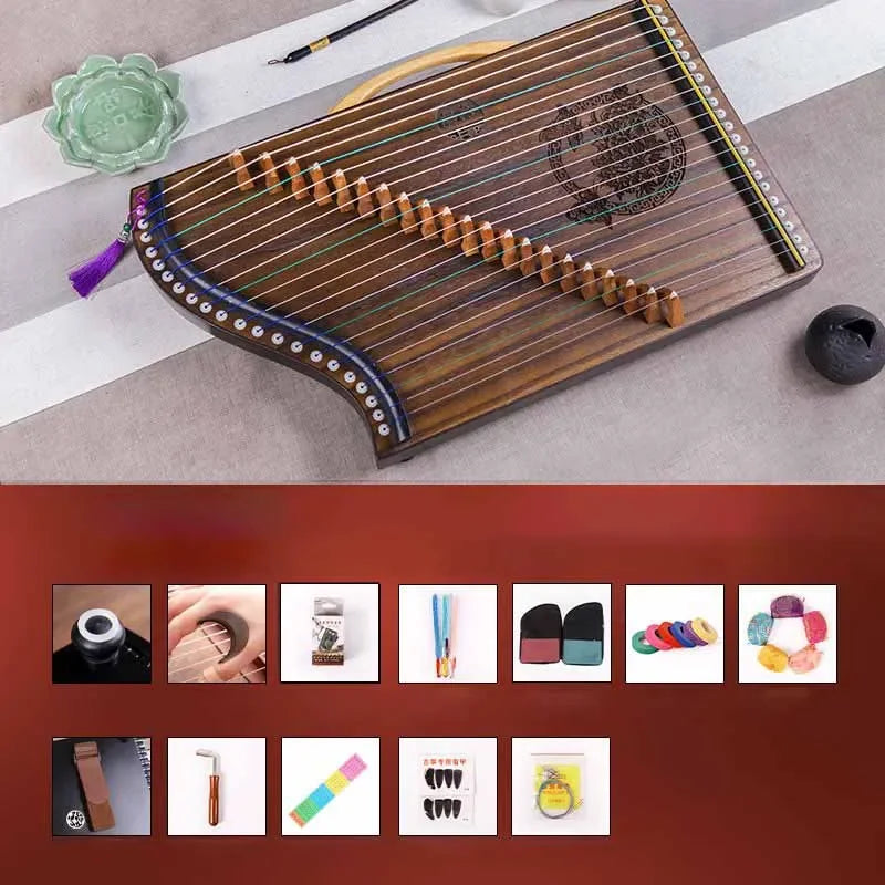 Mini Wooden Guzheng 21-strings Guzheng Professional Traditional Chinese Finger Pick Beginners Musical Instrument Accessories
