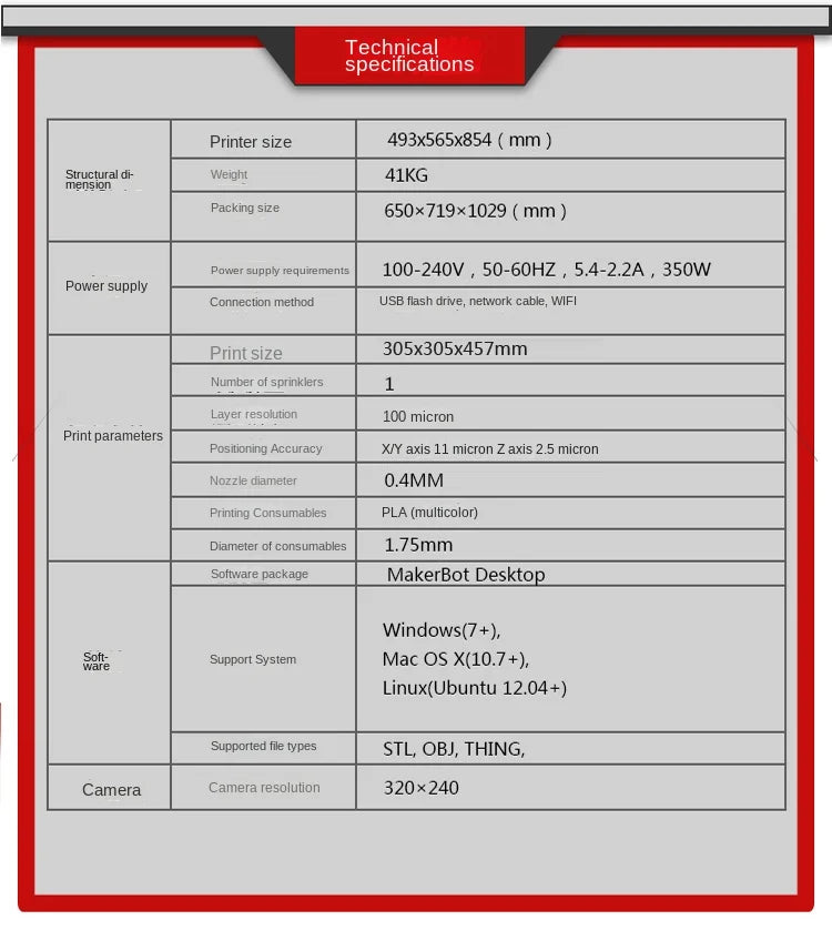 3D printer MakerBot Z18 high-precision large-size industrial-grade hot melt stacking FDM 3D printer