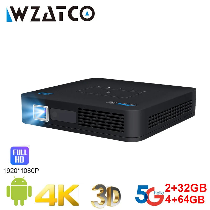 ANTNX WZATCO P15 1080P DLP Smart 3D Projector Portable MINI Projectors Android BT 5.4 Support 4K Video Home Theater Beamer Proyector ANTNX.COM
