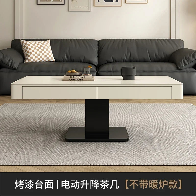 MMOOKA Modern Simple Lifting Coffee Table Dual-Use Living Room Creative Solid Wood Coffee Table
