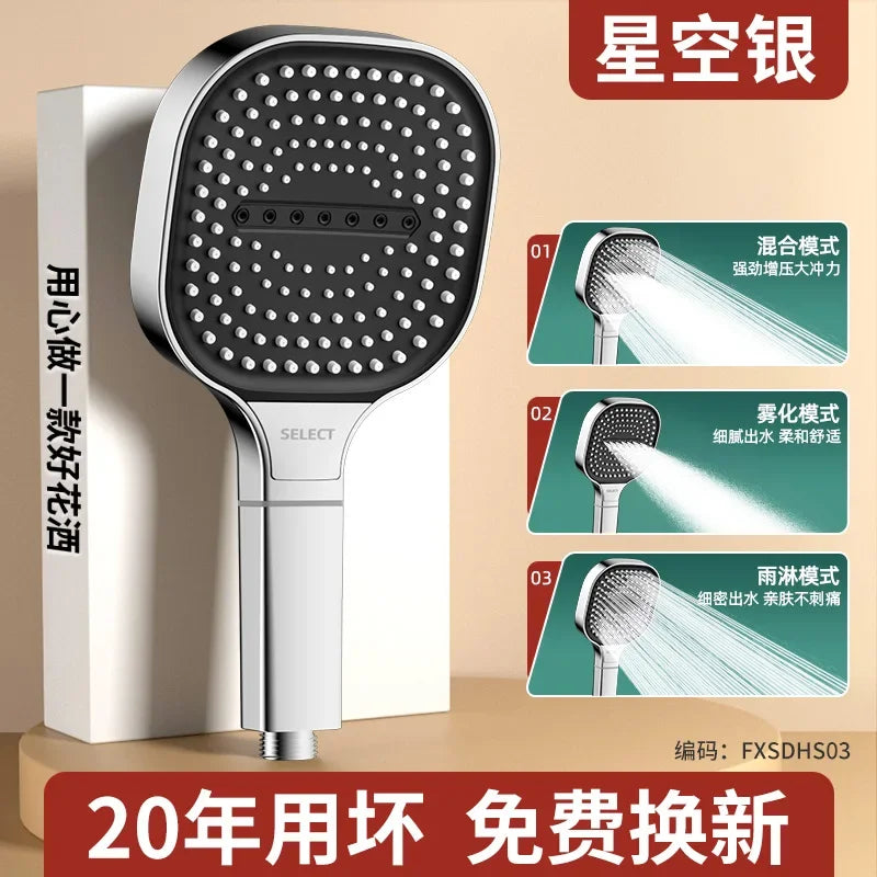 MMOOKA New 13CM Large Panel 3 Modes Shower Head High Pressure Water Massage Shower Head With Filter Element Bathroom Accessories MMOOKA.COM