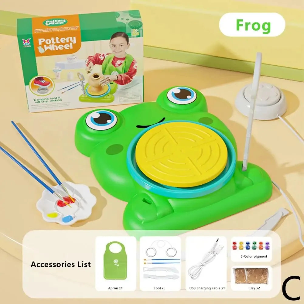 MMOOKA MMOOKA Kids Pottery Wheel Cartoon Animal Pottery Wheels Kids Craft Toys Modeling Clay Included Creative Pottery For Boys Girls KidsMMOOKA.COM