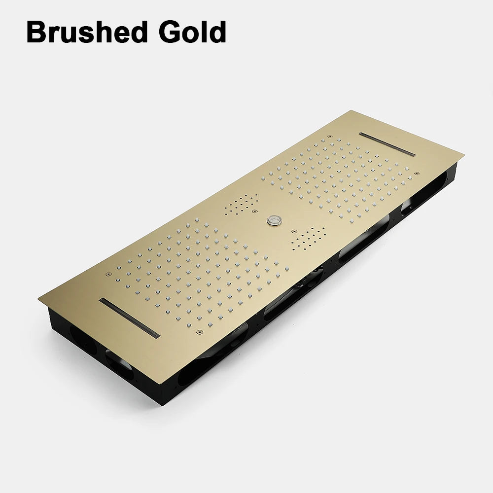 ANTNX M Boenn Bathroom Bar Shape Rain Shower Head Stainless Steel High Pressure Water Column LED Music Spa Shower Panel Chrome & Black ANTNX.COM