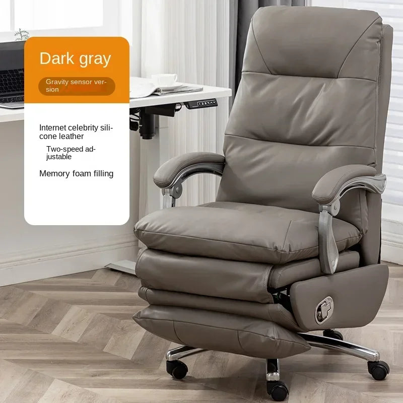 MMOOKA Study Ergonomic Office Chairs Leather Swivel Pedicure Accent Office Chairs Floor Rolling Lounge Sillas Oficina Furniture Wrx