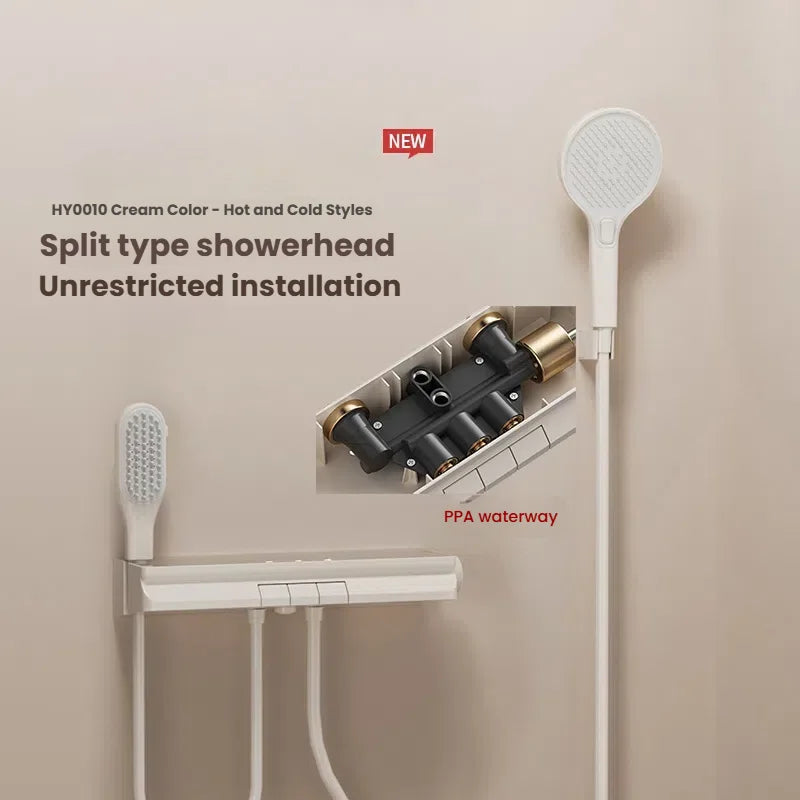 MMOOKA Shower System Set Milk White Bathroom Split Shower Multifunction Shoulder Waist Spouts Household Pressurized Shower Set MMOOKA.COM