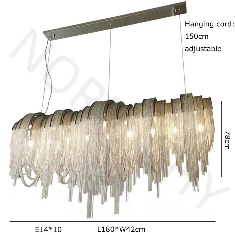 Modern Lustre Chrome Tassel Led Chandelier Lighting Living Dining Room Decor Led Chandeliers Lamp Loft Hanging Lights Luminaire