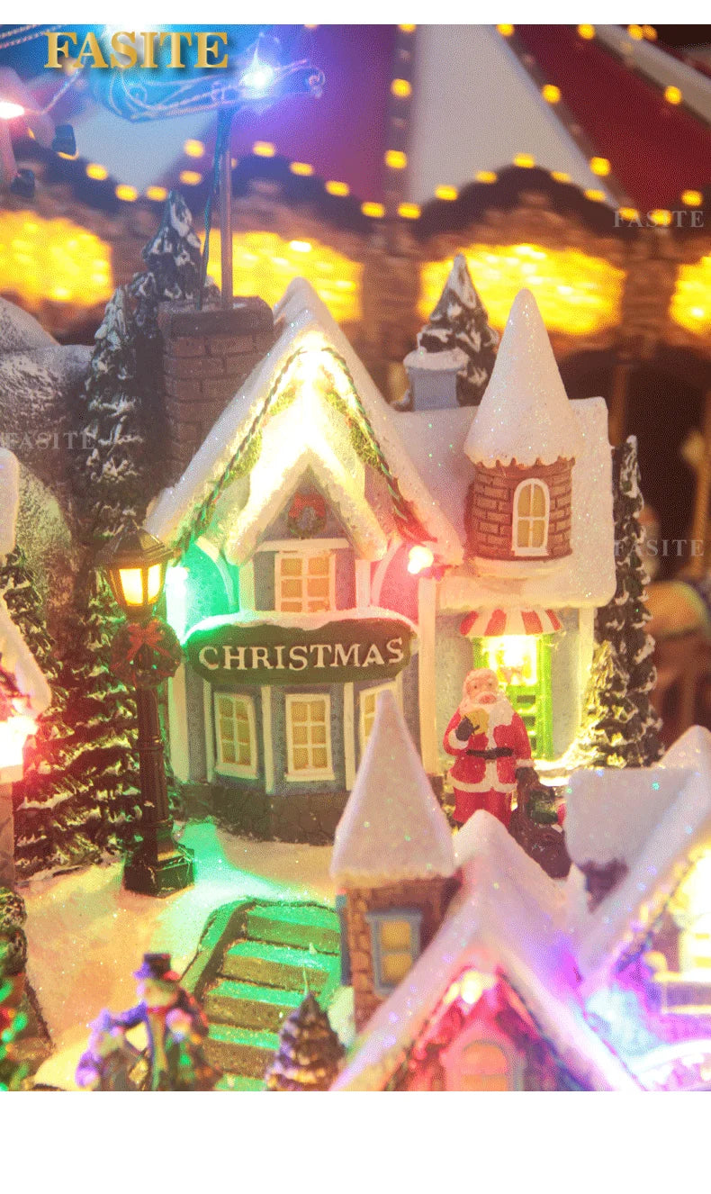 Christmas gift for the elderly, snow capped mountain lights, train, large collection, music box, ornament