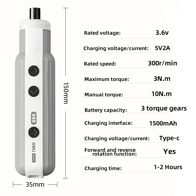 DELI Electric Screwdriver Set Home Cordless Electric Dril USB Rechargeable Multi-function Disassembly Torque Repair Tools Kit