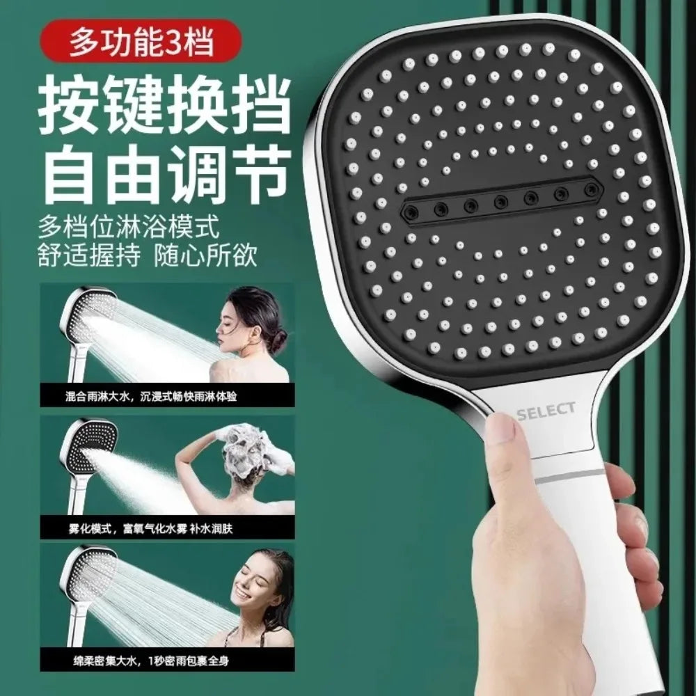 MMOOKA New 13CM Large Panel 3 Modes Shower Head High Pressure Water Massage Shower Head With Filter Element Bathroom Accessories MMOOKA.COM