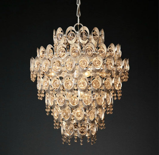 Simple copper crystal chandelier personality designer sales department villa lobby lamp solid anti-corrosion living room light