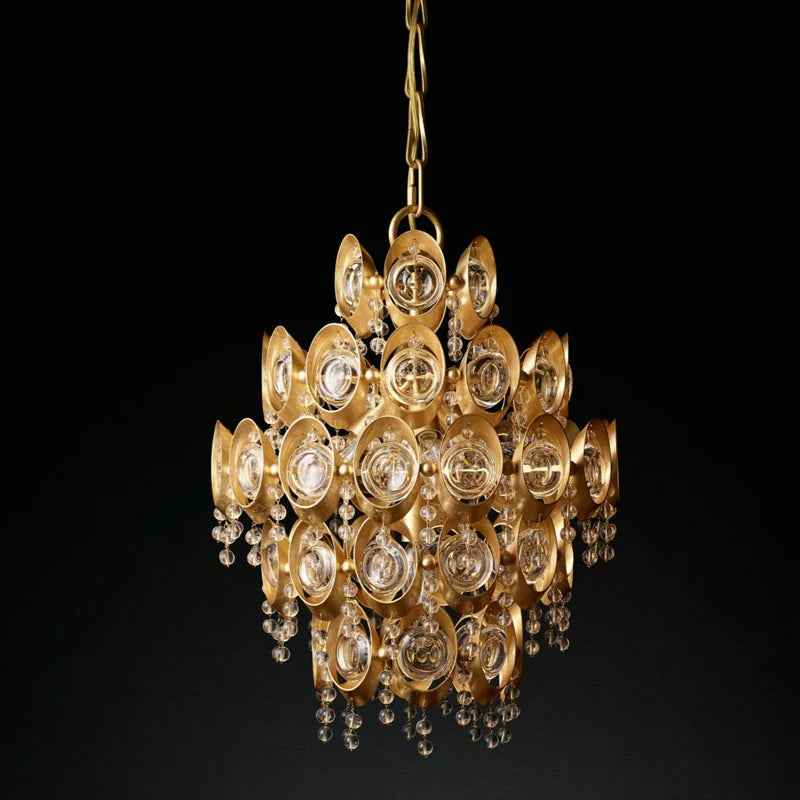 Simple copper crystal chandelier personality designer sales department villa lobby lamp solid anti-corrosion living room light