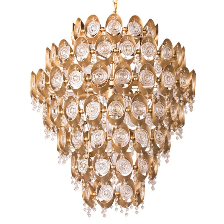 Simple copper crystal chandelier personality designer sales department villa lobby lamp solid anti-corrosion living room light