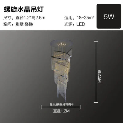 Simple crystal chandeliers stairwell living room personality dining room duplex villa light luxury creative lamps