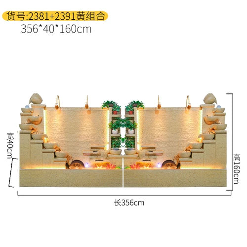 Simple modern light luxury fountain flowing water decoration Villa hall floor-to-ceiling water curtain wall background wall
