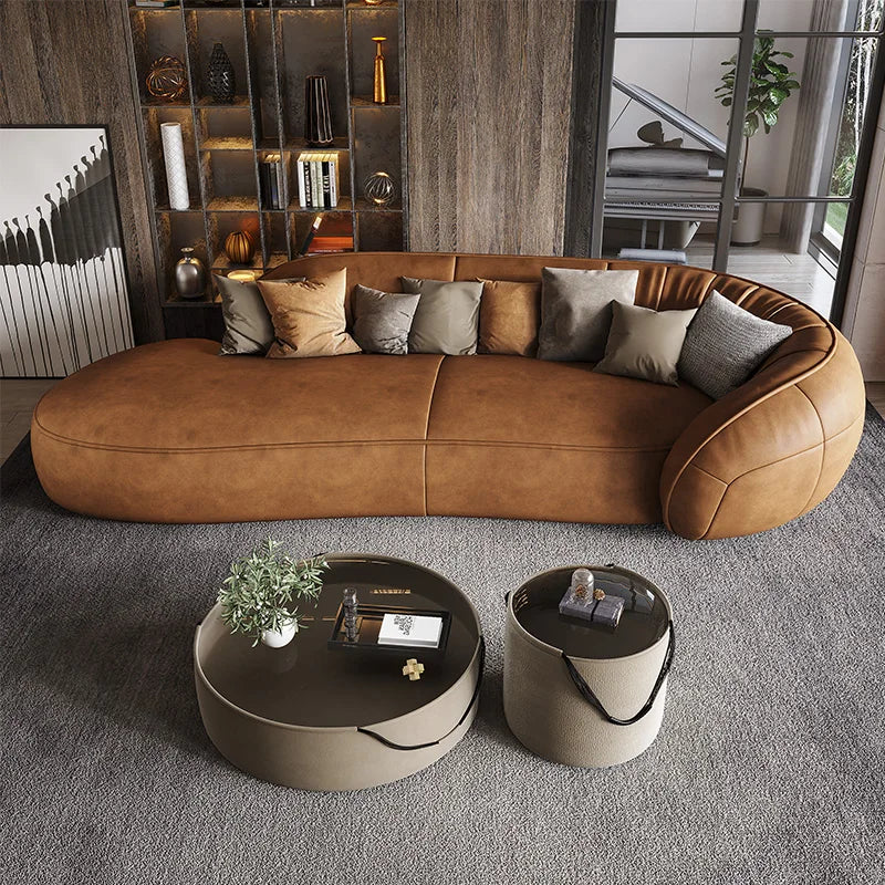 Simple modern sofa technology cloth Italian light luxury fabric inline Nordic sofa living room combination