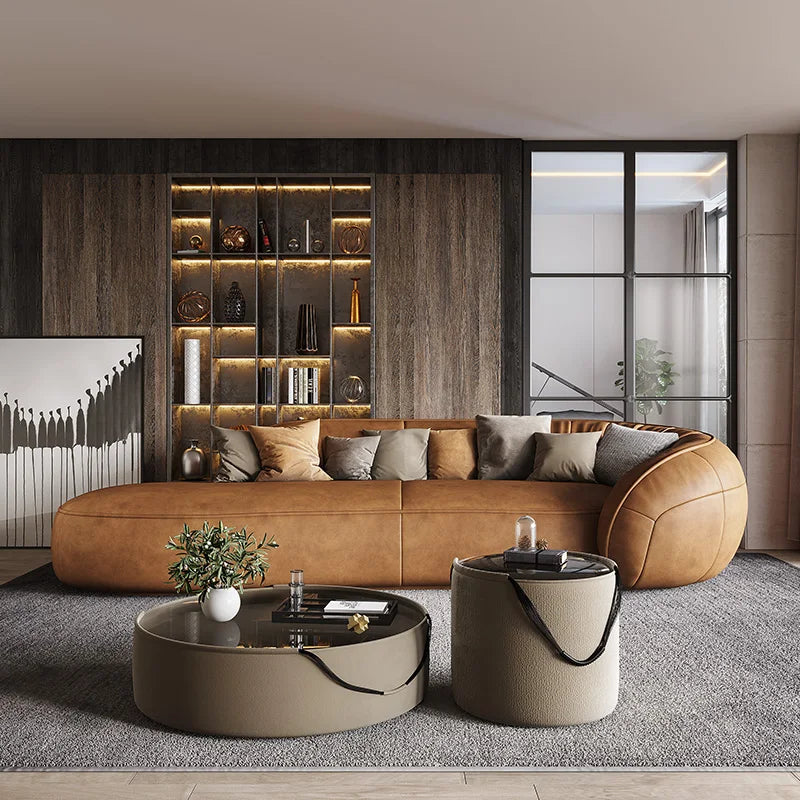 Simple modern sofa technology cloth Italian light luxury fabric inline Nordic sofa living room combination