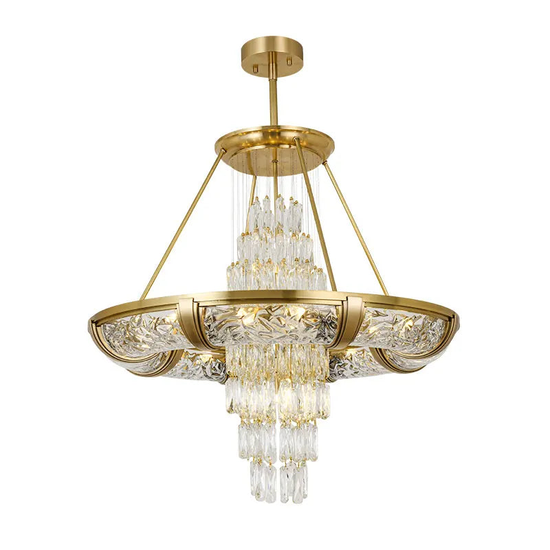 Simple post-modern crystal chandelier luxury atmospheric living room copper lamp high-end exquisite dining room villa lighting