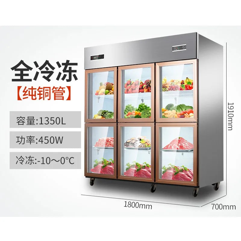Six-door double-temperature freezer commercial string refrigerator freezer glass door ordering cabinet six-door refrigerator com