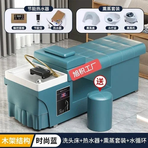 Smart Head Therapy Fumigation Shampoo Chair Hairdressing Beauty Massage Special Water Heater Flat Lying Head Therapy Bed