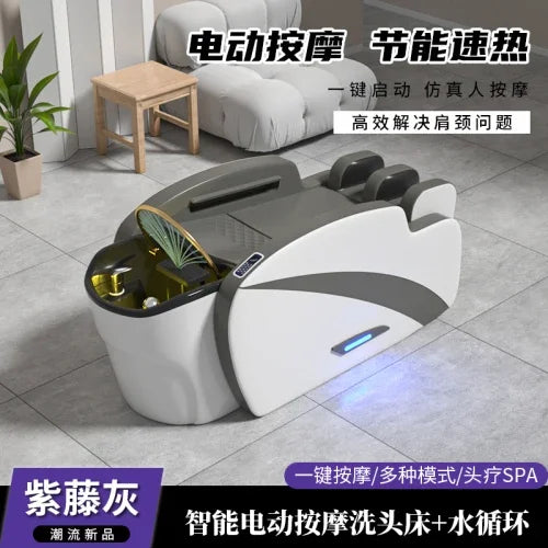 Smart Portable Shampo Chair Ergonomics Massage Head Spa Hair Wash Bed Luxury Therapy Silla Peluqueria Salon Furniture MQ50XF