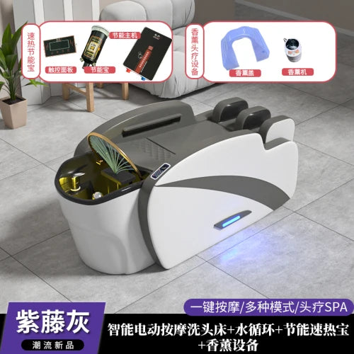 Smart Portable Shampo Chair Ergonomics Massage Head Spa Hair Wash Bed Luxury Therapy Silla Peluqueria Salon Furniture MQ50SC