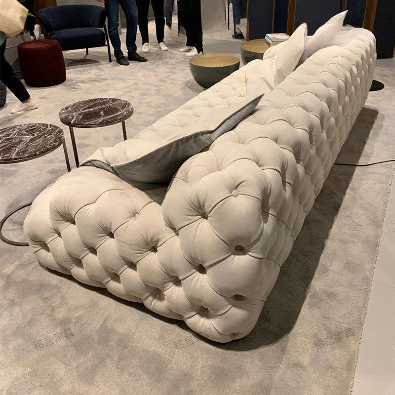 Sofa Light Luxury Pull Button Living Room Sofa American Fabric Sofa Moon Surface Sofa Villa