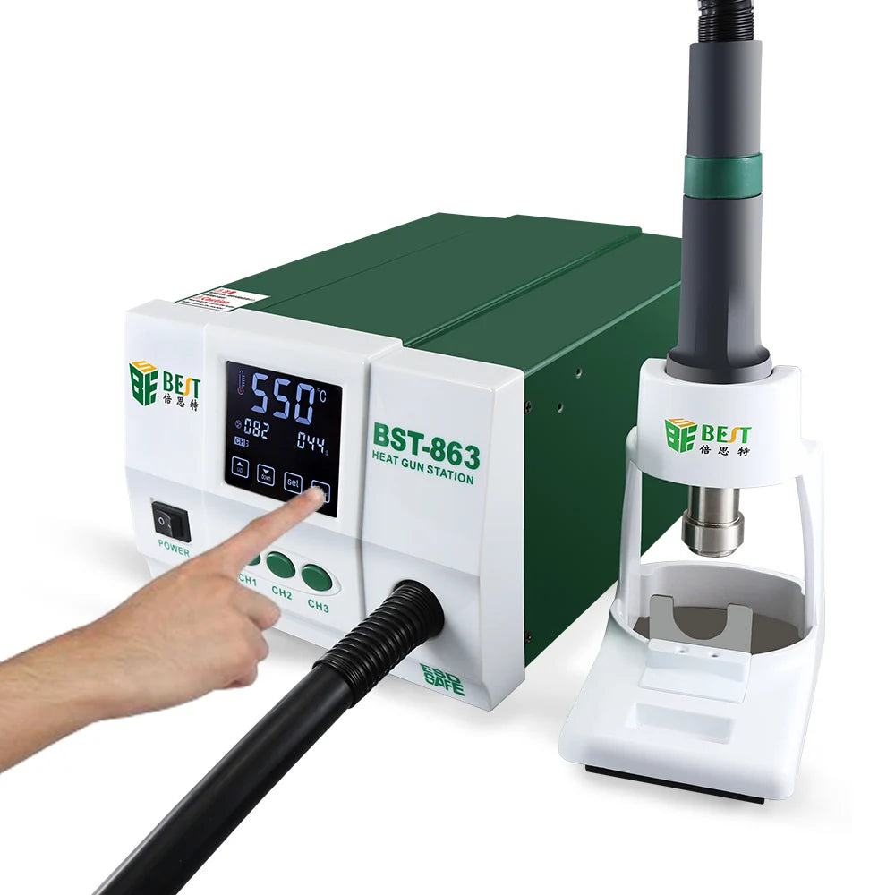 Soldering Iron Station 1200W Hot Air Rework High Power ESD Safe BGA SMD Welding Equipment with Digital Touch Screen Hot Air